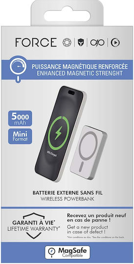 Force Power MagSafe Power Bank 5000mAh 15W Γκρι