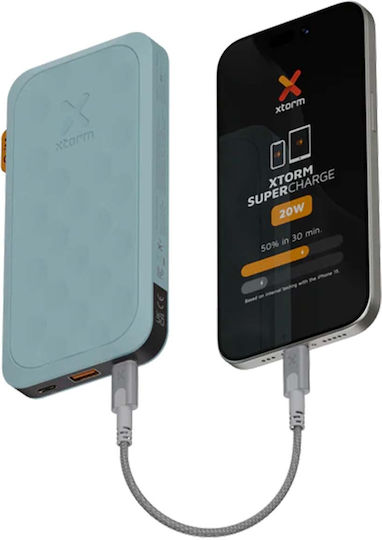 Xtorm Fuel Series Power Bank 10000mAh 20W με Θύρα USB-A και 2 Θύρες USB-C Teal Blue