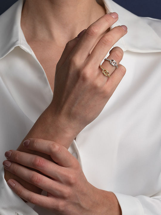 George Art Jewels Γυναικείο Δαχτυλίδι με Ζιργκόν από Ασήμι Επιχρυσωμένο
