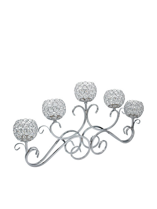 Keskor Candle Holder Metal in Silver Color 68x35x10cm 1pcs