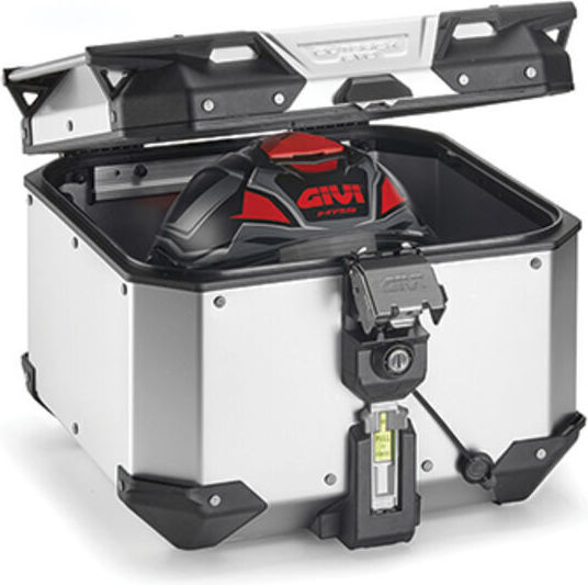Givi Trekker Outback Evo Μπαγκαζιέρα Μοτοσυκλέτας Monokey Αλουμινίου 42lt Ασημί