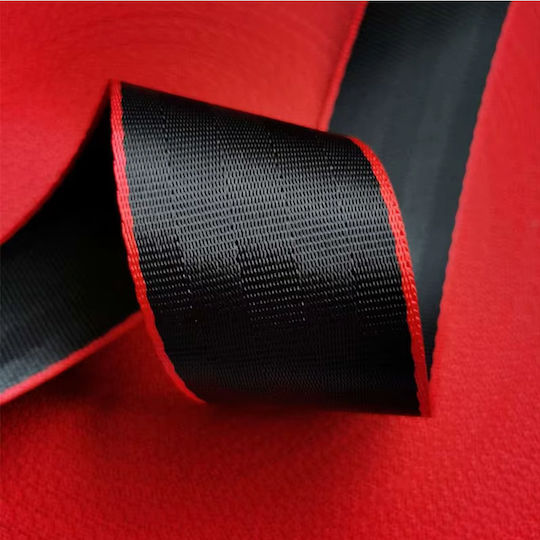 Tuning Sicherheitsgurtband Schwarz-Rot Farbe Breite 46 mm Preis pro laufendem Meter