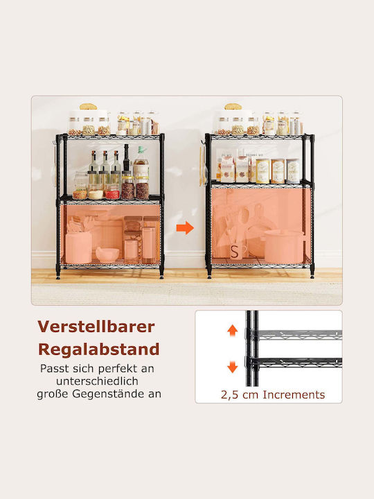 Costway Kitchen Rack Metallic Black 3 Tiers 59x34x79cm
