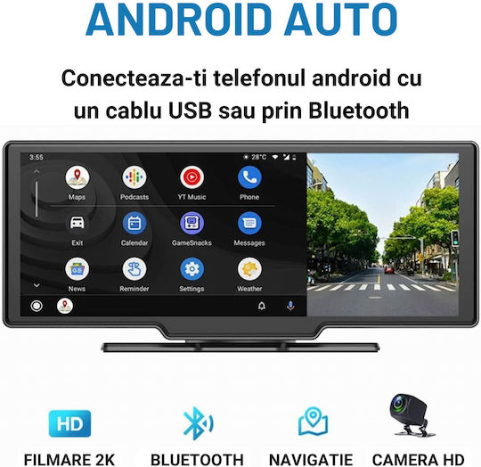 Тъчскрийн 10.26" Мултимедийна за Табло на Автомобил с Apple CarPlay / Android Auto / Bluetooth / GPS