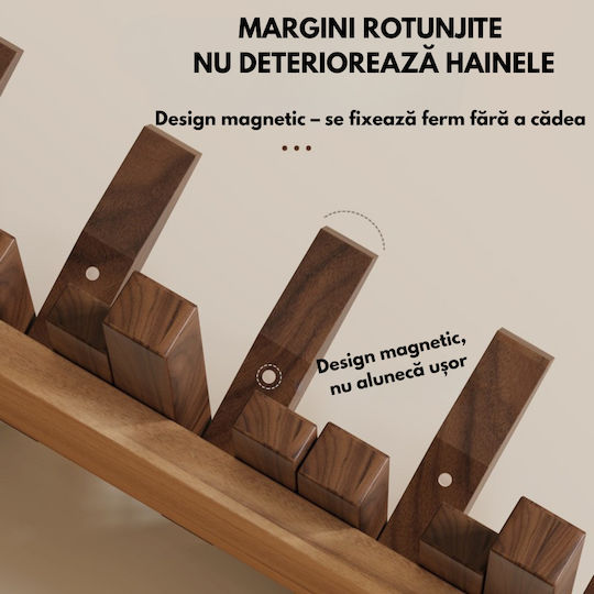 Κρεμάστρα Τοίχου Ξύλινη 6 Θέσεων Καφέ 23x23x20cm