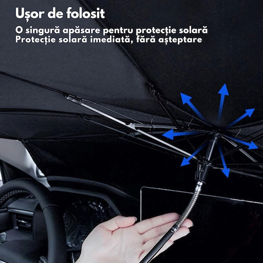 Parasolar Auto Tip Umbrelă Retractabilă Protecție UV Parbriz Auto Pliabil Ușor De Folosit Husă Elegantă Universal Parbriz Auto 140x79 Cm