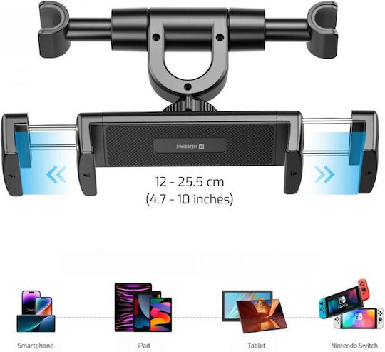 Swissten Car Holder Headrest Mount Smartphones Tablets From 12 To 25.5cm Black