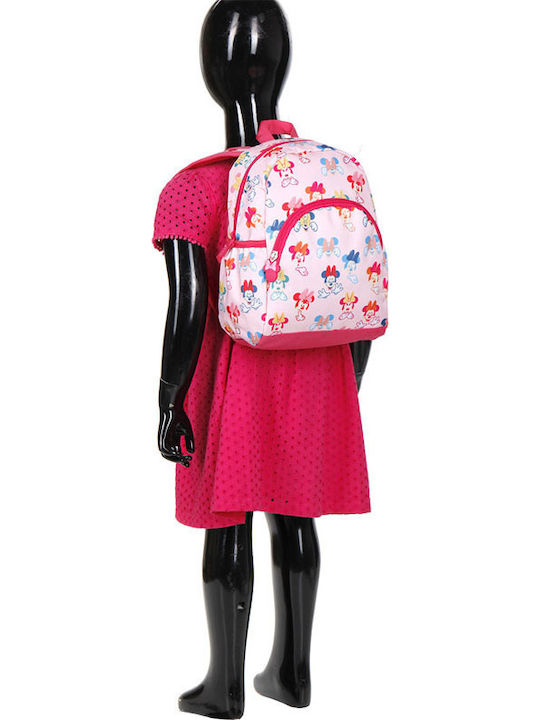 Minnie Mouse School Bag Backpack Elementary, Elementary Pink with Water Bottle Holder