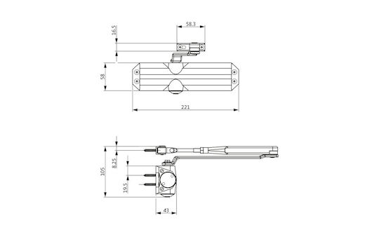 Gretsch-Unitas Door Return Mechanism for Doors up to 110cm and 80kg Silver