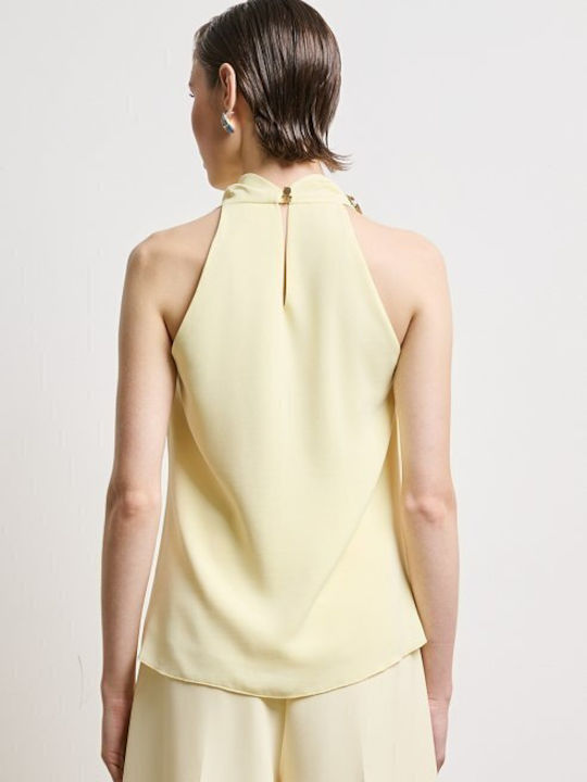 Women's Blouse Sleeveless with Halter Neck Yellow