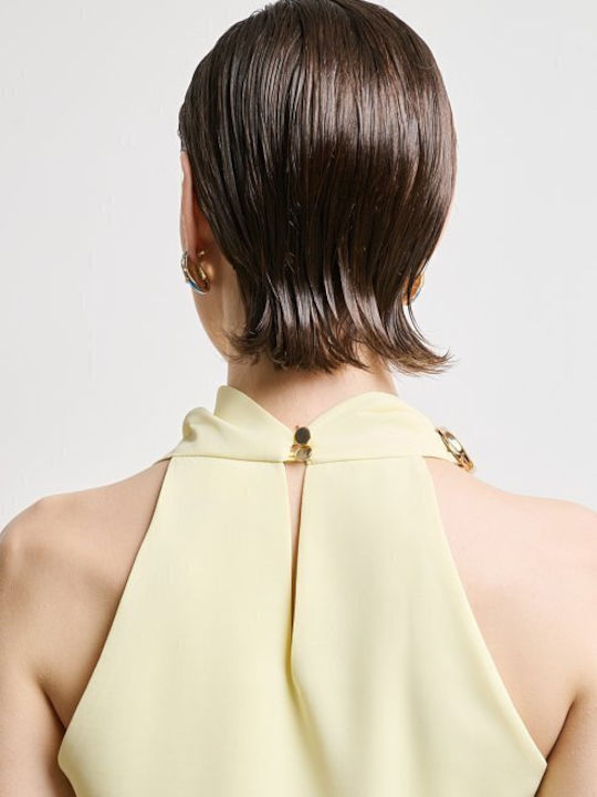 Women's Blouse Sleeveless with Halter Neck Yellow