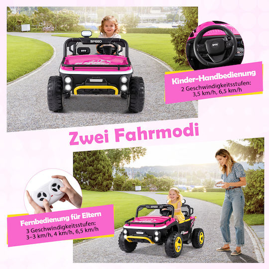 Kids Electric Car Two Seater with Remote Control 24 Volt Pink