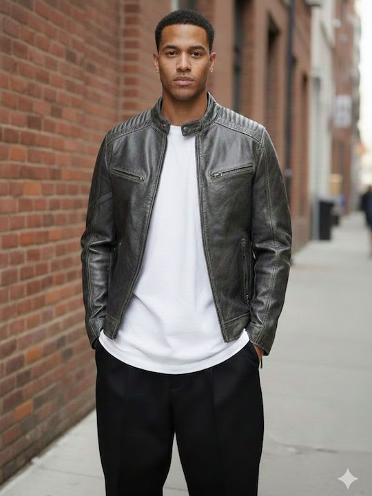 Leather Jacket Grey