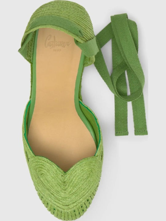 Cacia Women's Leather Platform Espadrilles Green