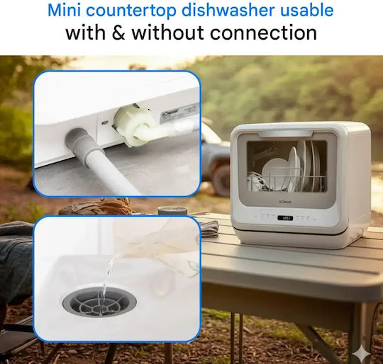 Bomann Countertop Dishwasher for 2 Place Settings W44xH44cm White