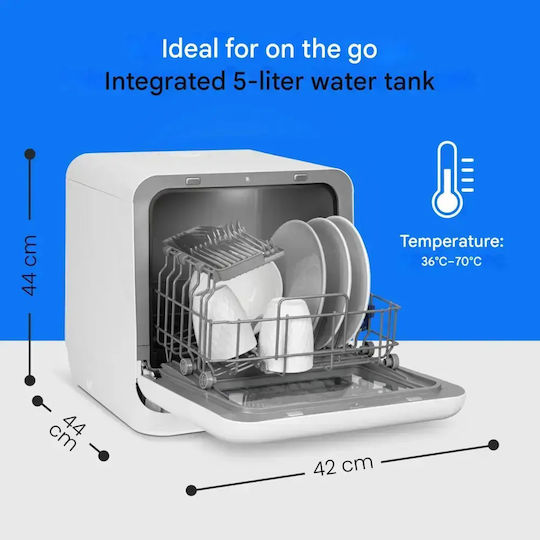 Bomann Countertop Dishwasher for 2 Place Settings W44xH44cm White