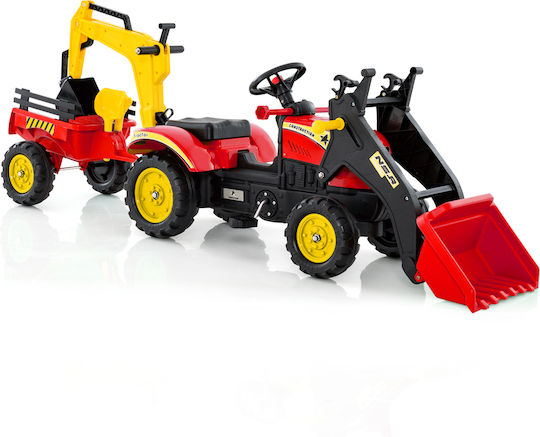 Kids Foot-to-Floor Ride On Tractor with Trailer & Pedal Red
