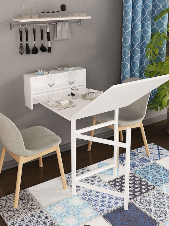 Wall-Mounted Collapsible White Dining Room Table Storage 148x64 Wall-Mounted Wooden Collapsible Dining Room Table Storage