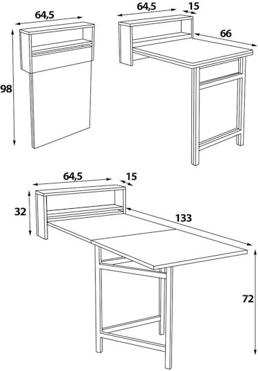 Wall-Mounted Collapsible White Dining Room Table Storage 148x64 Wall-Mounted Wooden Collapsible Dining Room Table Storage