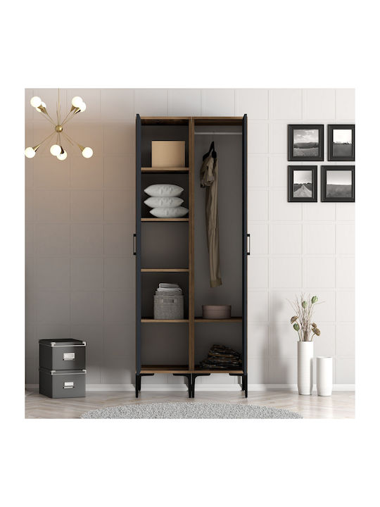 Doppeltür Kleiderschrank Regale & Raum zum Aufhängen Anthrazit/Kirschbaum 80x47 5xc201.4cm