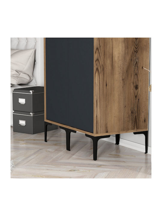 Doppeltür Kleiderschrank Regale & Raum zum Aufhängen Anthrazit/Kirschbaum 80x47 5xc201.4cm