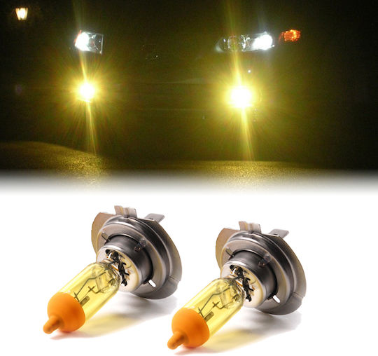 Set 2 Lămpi Auto H7 Pentru Ceata Culoare Galbenă 12v 55w