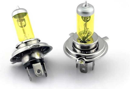 Set 2 Lămpi H4 P43 Pentru Lumini De Ceață Culoare Galbenă 12v 55w