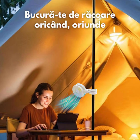 Ventilator Portabil 360° Trepied Flexibil Baterie Reîncărcabilă 1600 Mah Ultra-silențios 3 Viteze Mini Ventilator Dasbo Ideal Pentru Pătuț Cărucior Mașină Birou Camping