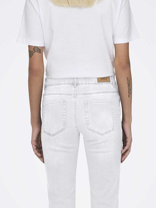 Reg High Waist Women's Jean Trousers Flared in Slim Fit White