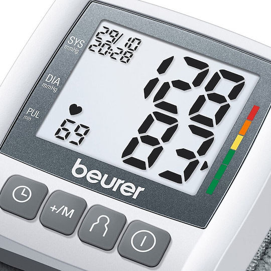 Beurer Wrist Blood Pressure Monitor Bc 30 Clear Display White-grey