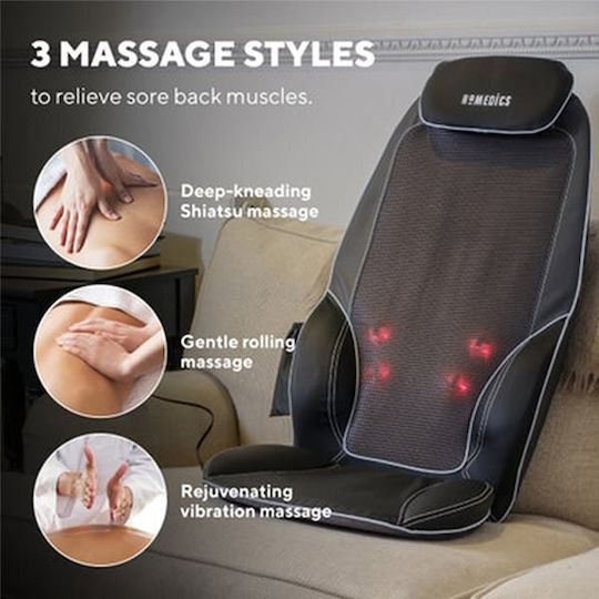 Homedics Seat Massage Shiatsu for the Waist, the Back, the Legs & the Hands with Vibration and Heating Function Gray