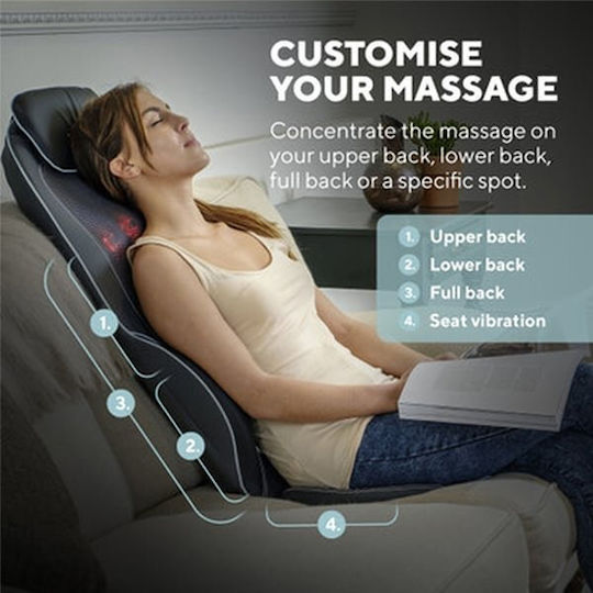 Homedics Seat Massage Shiatsu for the Waist, the Back, the Legs & the Hands with Vibration and Heating Function Gray