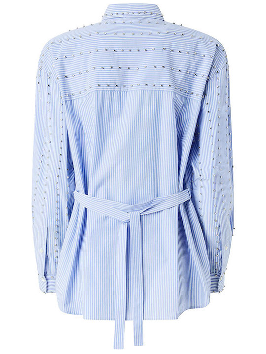 Women's Striped Long Sleeve Shirt Blue
