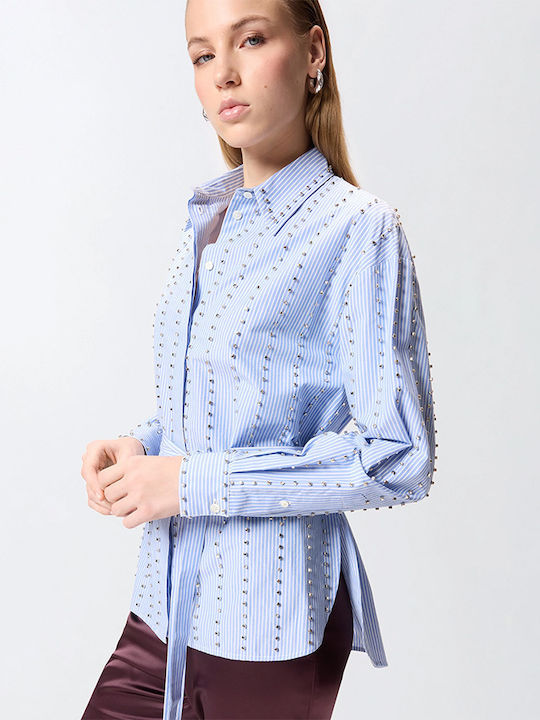 Women's Striped Long Sleeve Shirt Blue