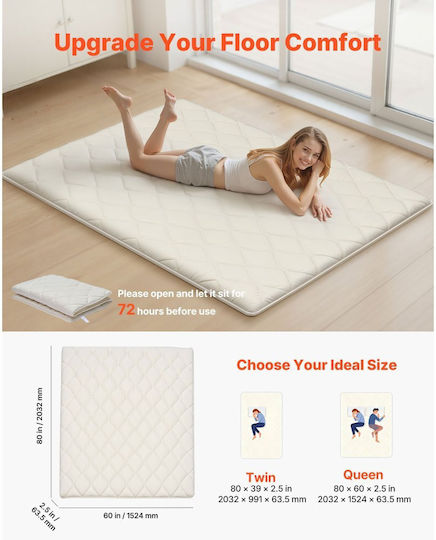 Vevor Αναδιπλούμενο Στρώμα Γυμναστικής Pilates Λευκό (203.2x152.4x6.35cm)