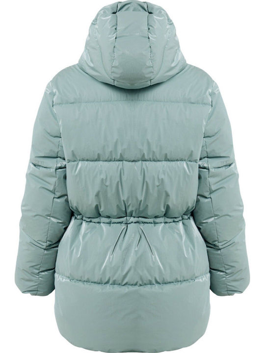 Short Women's Jacket for Winter Ice Blue