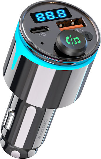 Proove Car Charger Fm Modulator Fmnx30110001 Usb Type-c U-disk Tf Bluetooth 5.3 Fast Charge 30w Led Black