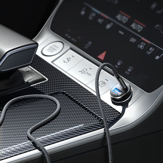 Lisen Auto-Ladegerät 65W Schnellladung mit Anschlüssen: 1xUSB 1xType-C mit Kabel Typ-C,TC-TC Silber Farbe
