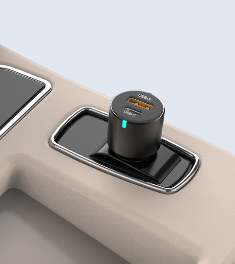 ATC Auto-Ladegerät 100W 10A mit Anschlüssen: 1xUSB 1xType-C zusammen mit Kabeltyp Type-C Blau Farbe