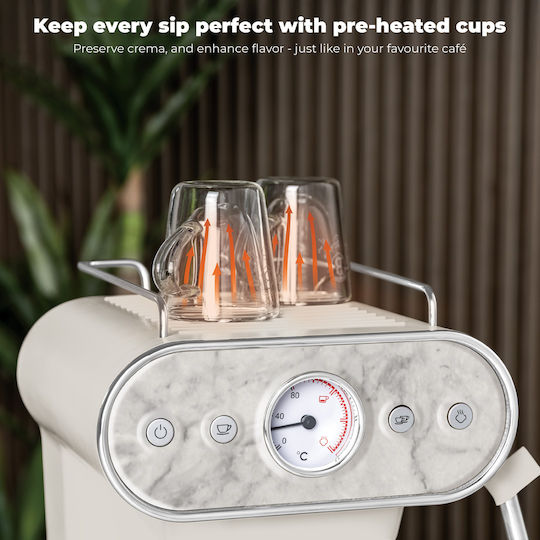 Berlinger Haus Μηχανή Espresso 950W Πίεσης 20bar Λευκή BH-9859