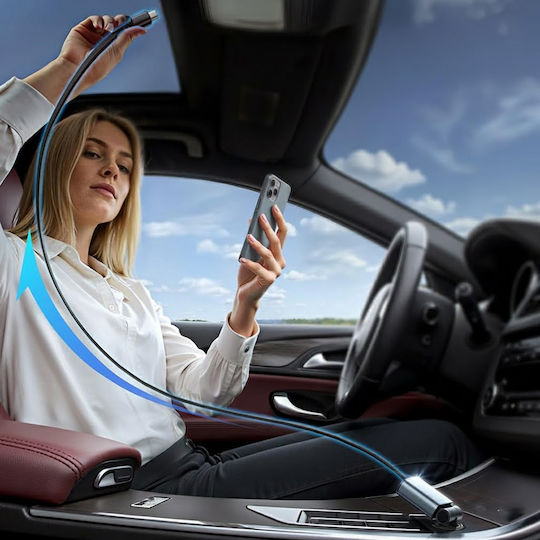 Lisen Car Charger 57W Fast Charging with Ports 1xUSB-A 1xType-C with Type-C Cable Black Colour
