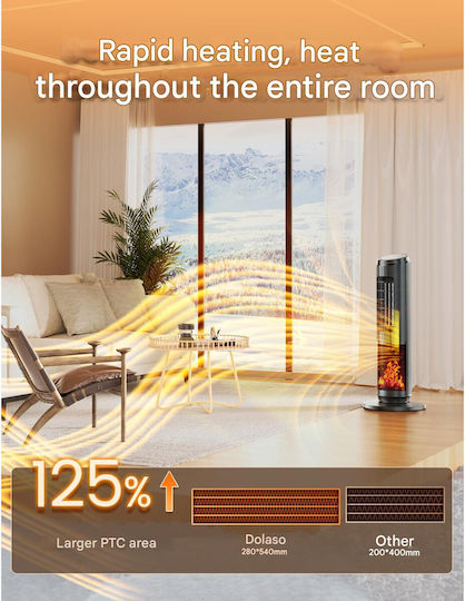 Ceramic Fan Heater Room Floor Negru 2000W