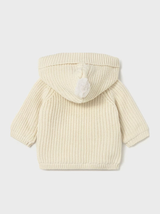 Kids Cardigan Knitted with Hood Beige