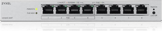 Zyxel GS1200-8HP Managed L2 PoE Switch with 8 Gigabit (1Gbps) Ethernet Ports