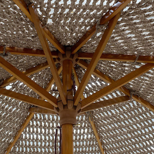 Professioneller Rundschreiben Holzgarten- und Terrassen-Sonnenschirm Beige Φ2.5m