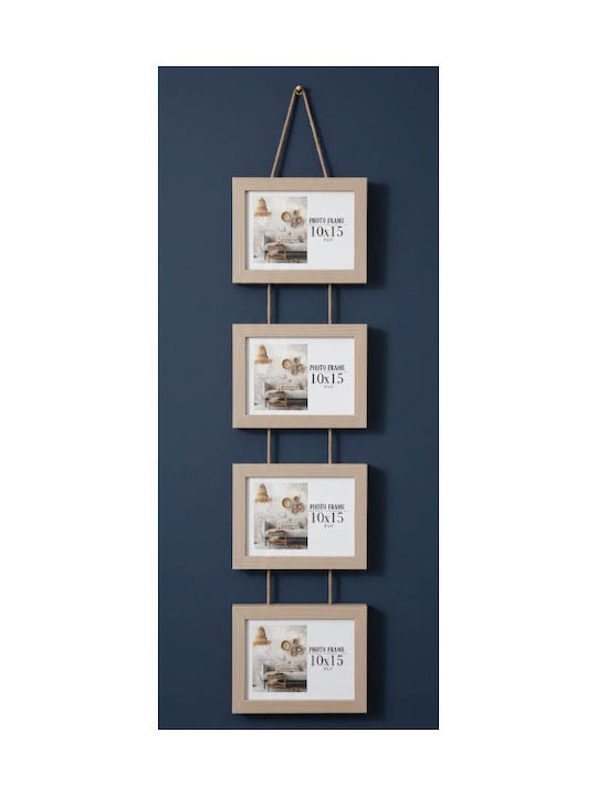 Tpster Wooden Wall Multi Picture Frame 4 Photos with Beige Frame