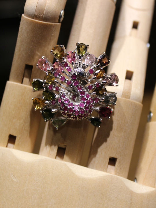 925 Ring Natural Tourmalines Rubies Size 15