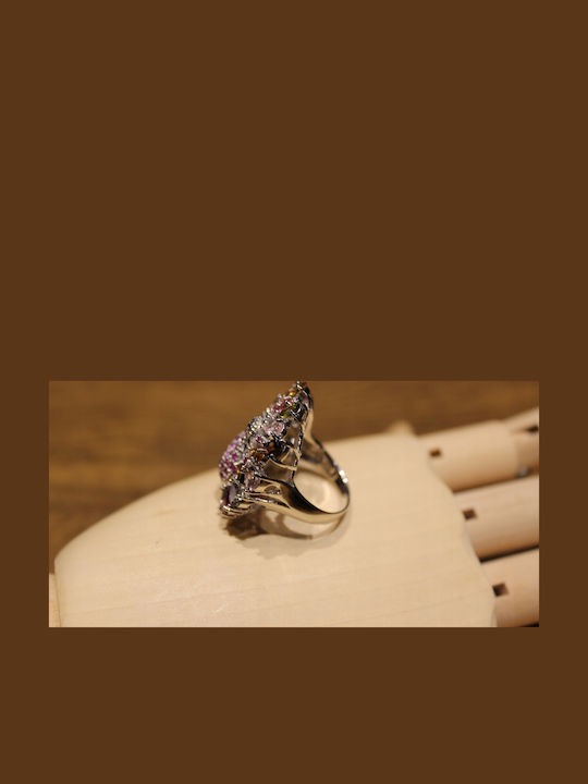 925 Ring Natural Tourmalines Rubies Size 15