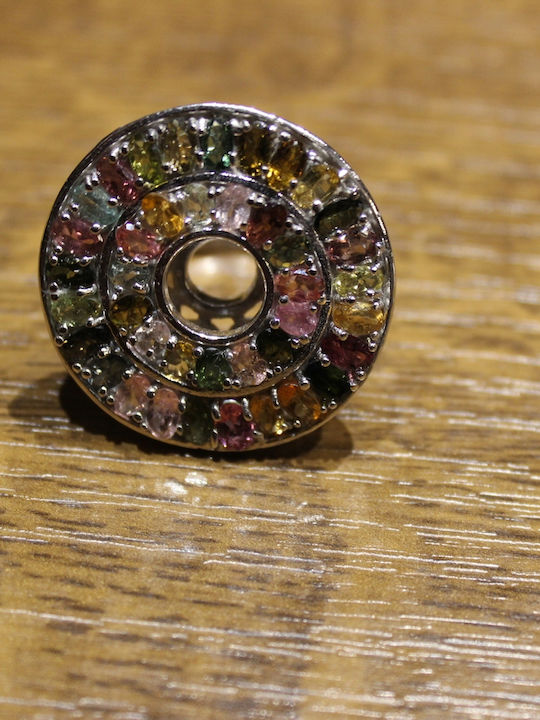 Silver Ring Natural Tourmalines R19