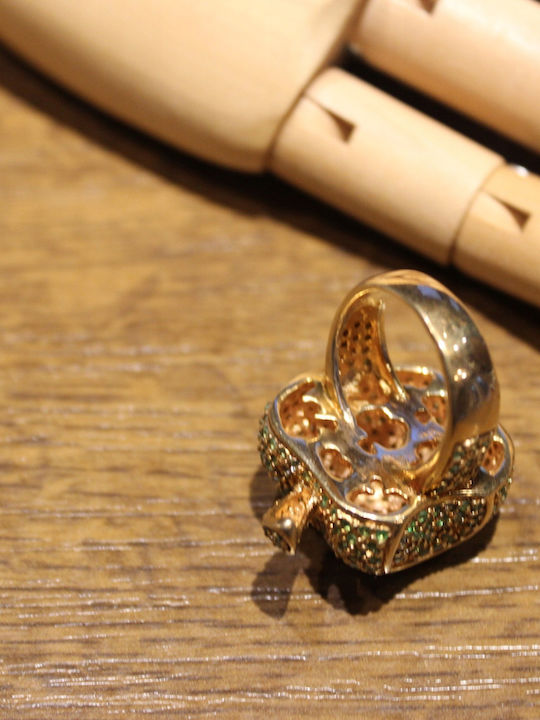 Silver Apple Ring Tsavorite R15